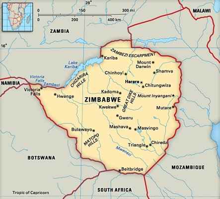 Map of Zimbabwe