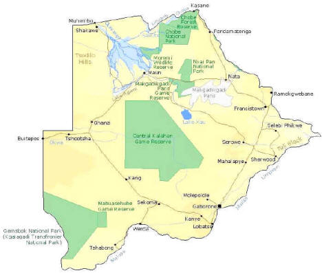 Map of Botswana