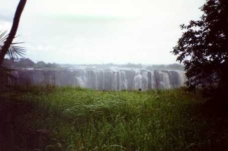 Victoria falls in flood