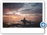 Sunset, kayak and sea