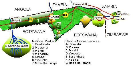 Caprivi region map