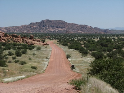 Typical gravel road in Namibia.